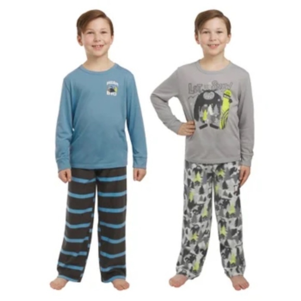 NWT Eddie Bauer Kids Blue and Black Long Sleeve Set Size M 10/12
